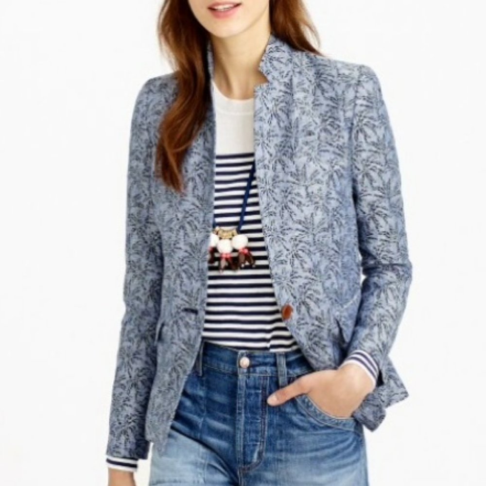 J. Crew Regent Blazer in Linen Palm Tree